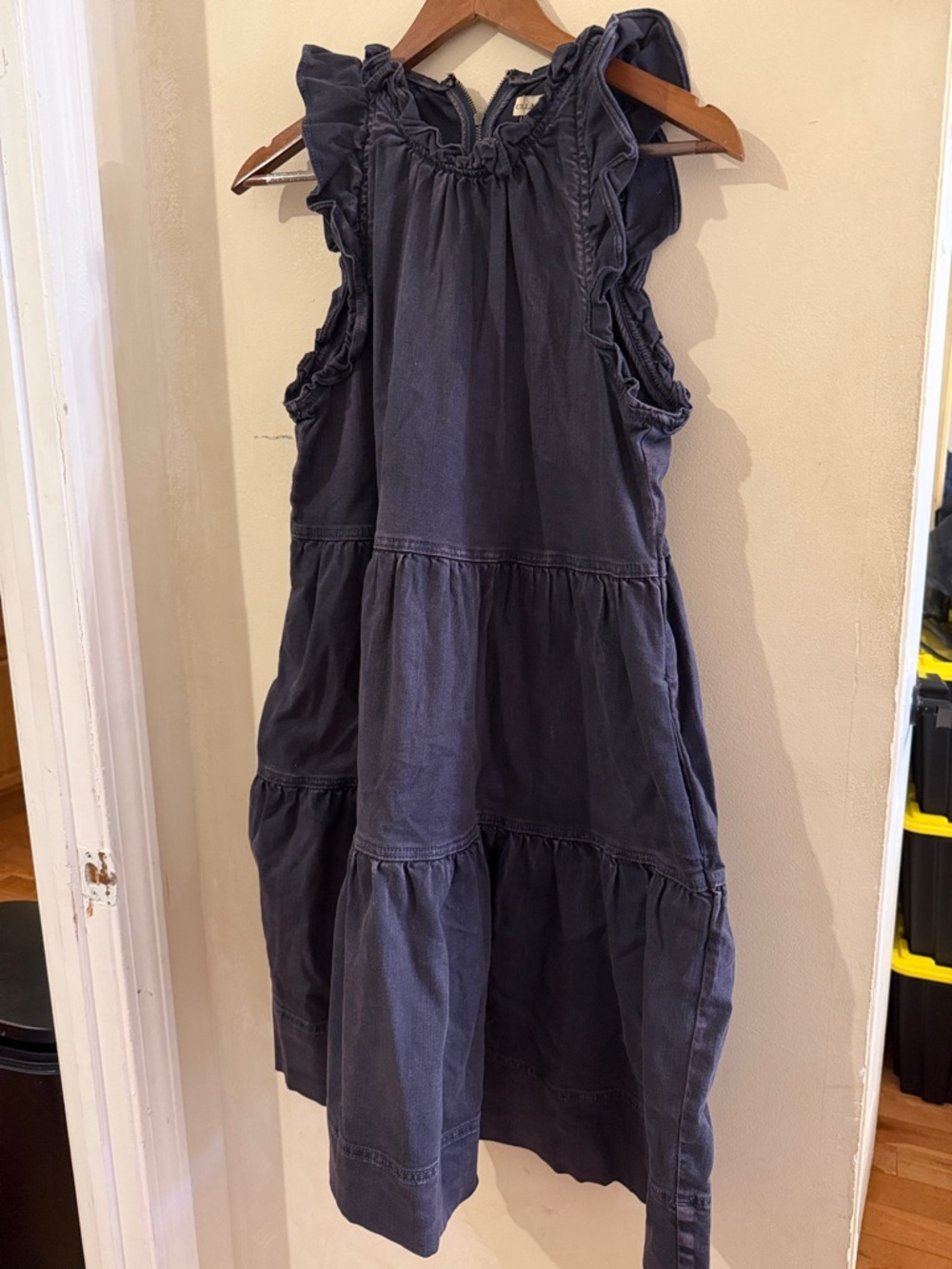 Ulla Johnson Navy Ruffle-Trim Tiered Midi Dress